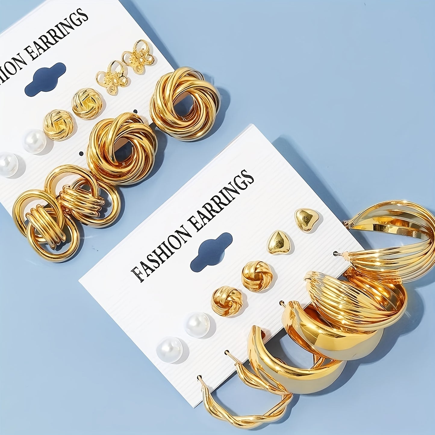 11 pairs of luxury palace style fashion earrings in different styles, including heart, butterfly, flower, twisted, geometric, imitation pearl earrings, suitable for Women's parties, dates, vacations, minimalist style jewelry