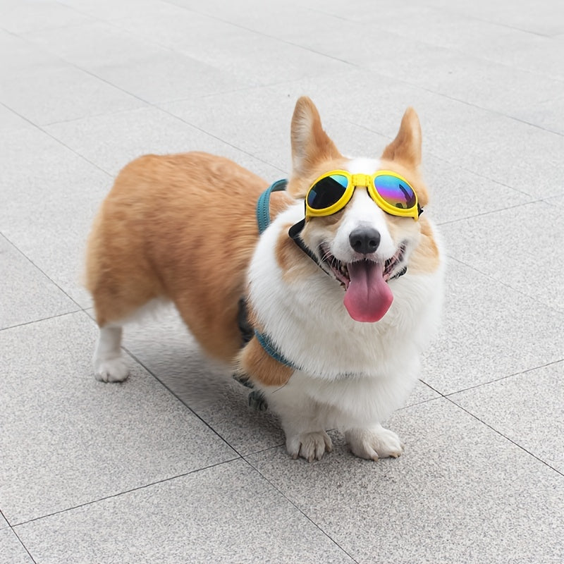UV Protection Dog Sunglasses with Adjustable Head Strap - Keep Your Pet's Eyes Safe and Stylish