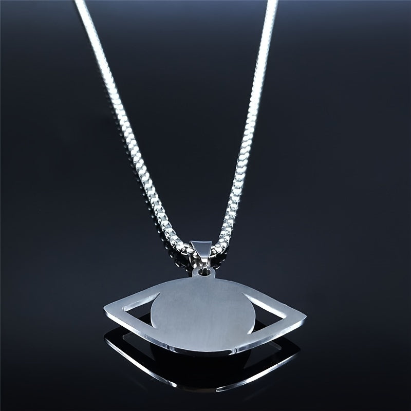 Hamsa Evil Blue Eye Necklace Stainless Steel Turkish Eye Necklace Greek Jewelry Ojo Turco Acero Inoxidable