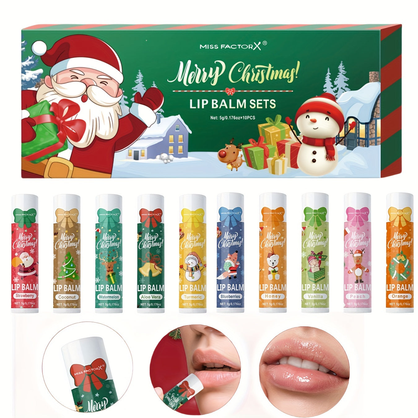 Gift Set 10pcs/Box Deep Hydration Long-Lasting Moisturizing Lip Balm Set Smooth Lips Christmas Theme Gift New Year Gift Valentine'S Day Gift, Travel Lip Balm Set, Texture(s) ranged from Gel beads + normal forms, Warm Pink+you