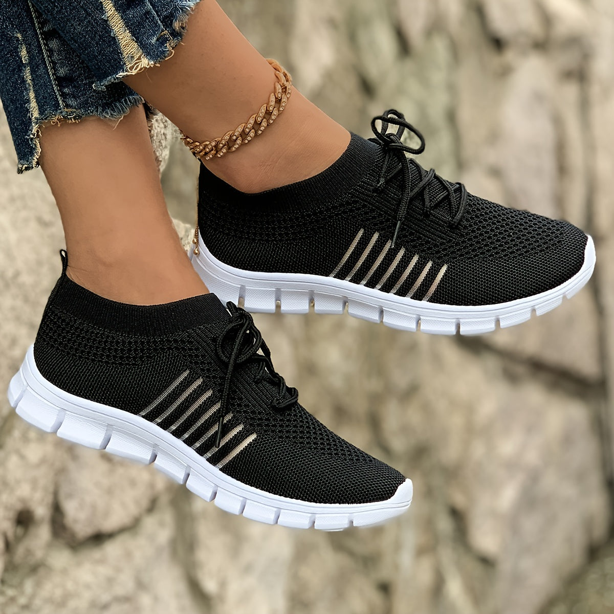 Flying Weave Casual Sneakers, Women Shoes