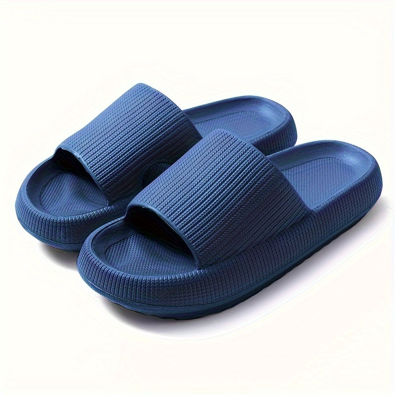Women'S Solid Color EVA Slippers, Open Toe Slip-On Sandals with Strappy Back, Flat Heel Indoor Home Slippers, Ultra-Soft Comfort Footwear