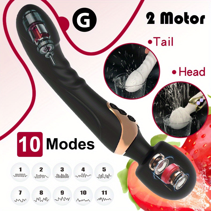Dildo - Dildo - Freegege 10-Mode AV Vibrator Dildo for Women - Rechargeable Silicone G-Spot Stimulator with 3 Speeds, 3 Modes & 3 Attachments, Ergonomic Design for Clitoral & Vaginal Pleasure, Discreet Adult Toy for Couples,