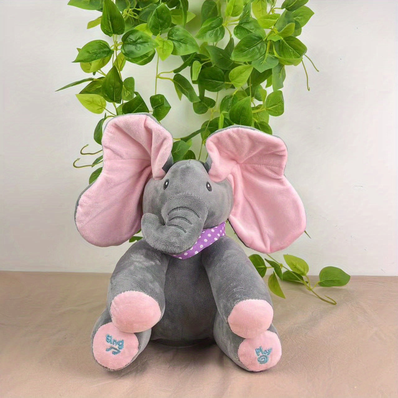 Hide-And-Seek Elephant Plush Toy, Baby Girl Hide-And-Seek Game Toy Singing Interactive Musical Toys, a Good Gift for Girls Over 6 Years Old Activity Ear Hide-And-Seek Bear Doll