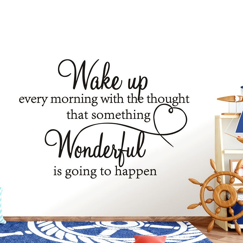 1pc Wall Decal Wake Up Every Morning With The Thought That Something Wonderful Is Going To Happen Vinyl Wall Decals Sayings Art Lettering Wall Stickers For Bedroom Living Room Inspirational Wall Decals