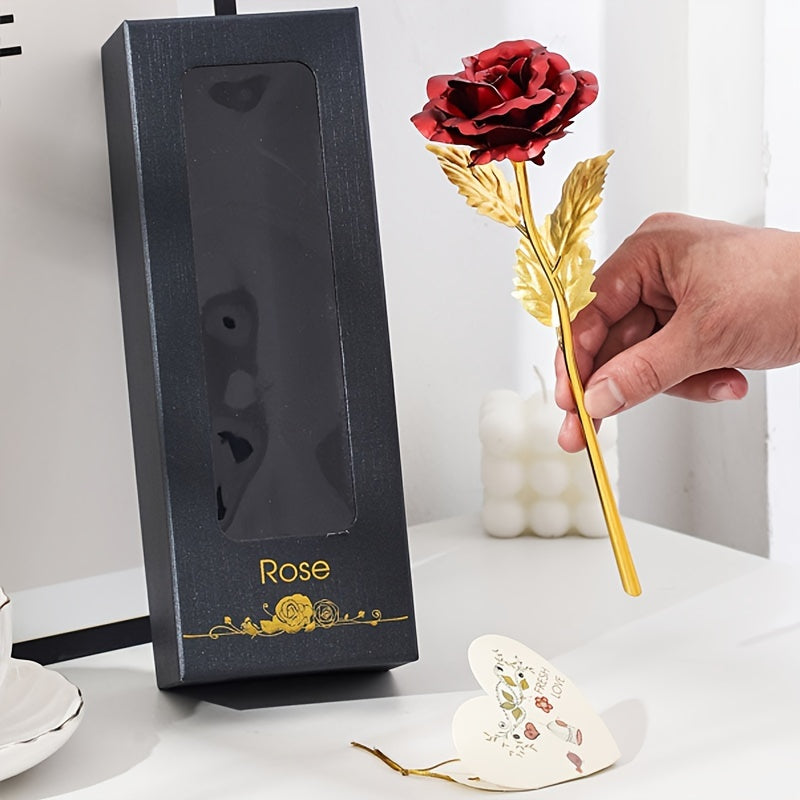 1 Set Exquisite Artificial Rose Flower - Realistic Valentine's Day Simulation Rose with Gift Box, Romantic Handmade Design, Perfect for Girlfriend, Party, Wedding, New Year Gift, Anniversary, Birthday, and Special Occasions