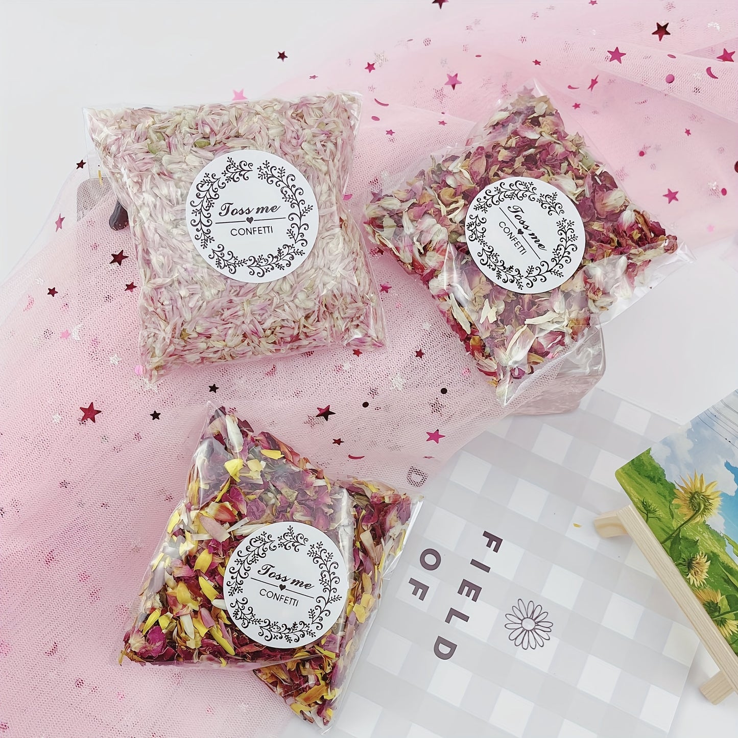1pc/10g Dried Flower Floral Petals, Can Be Used For Wedding Scene, Birthday Scene, Indoor And Outdoor Landscaping Arrangement, Rain, Glass Bottle Decorations -winter, new year