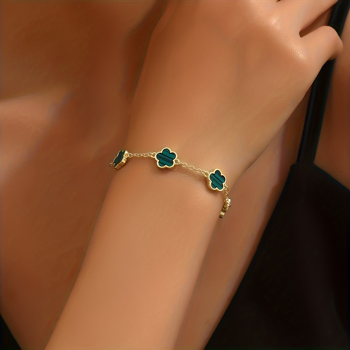 1pc Mini Flower Thin Chain Bracelet Elegant Hand Chain Jewelry For Women