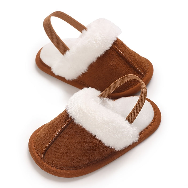 Cozy Plush Baby Girl Slippers - Soft, Non-Slip Sole for Indoor Comfort | Cute & Warm for 0-1 Year Olds | Perfect for Spring/Fall, Leisure Style, Spring/Autumn