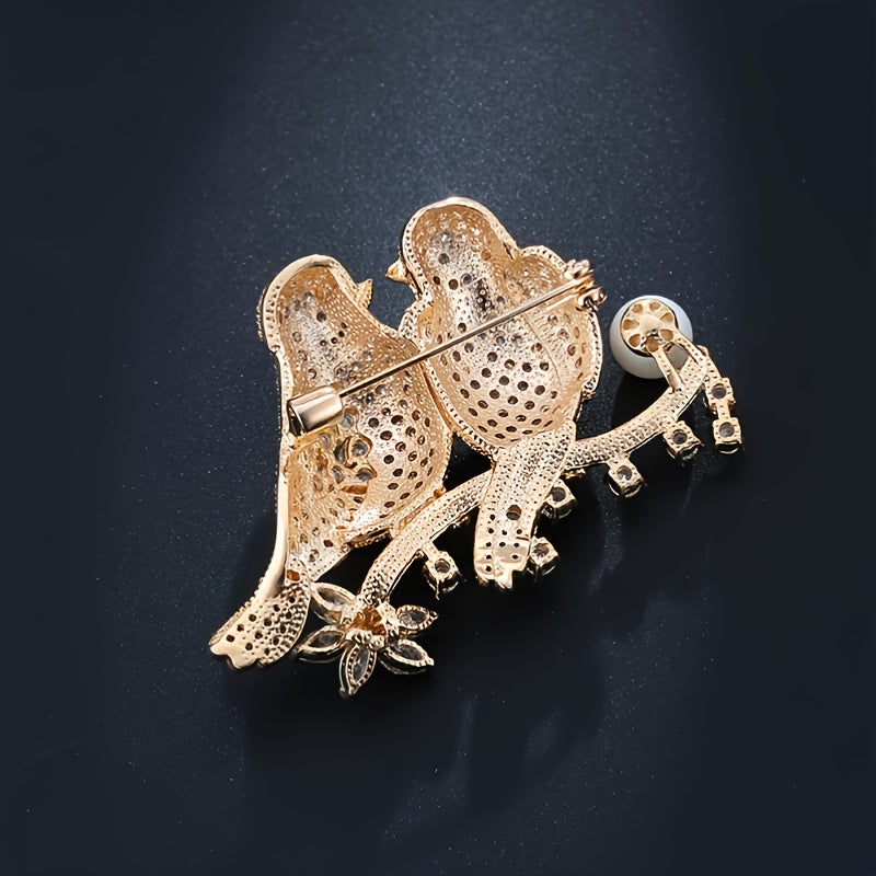 Christmas Lovebird Fashion Zirconia Brooch 2023 New in Trendy
