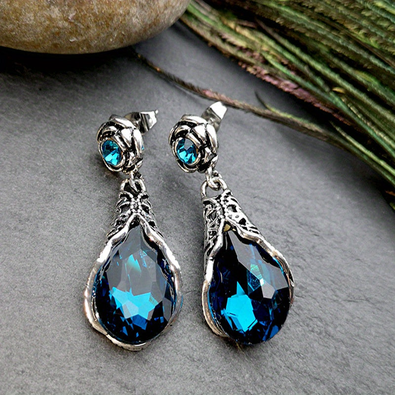 Rose Flower Water Drop Earrings, Fashion Vintage Earrings For Men