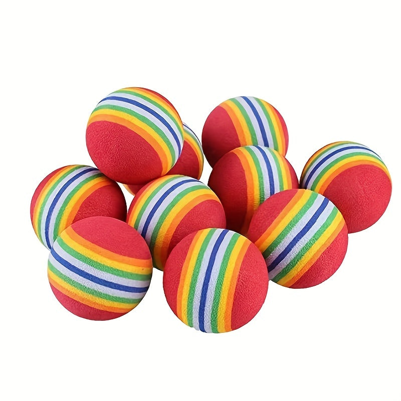 [Rainbow Cat Toy Ball] Colorful Rainbow Foam Cat Toy Ball | Small Dog Supplies Pet Toy