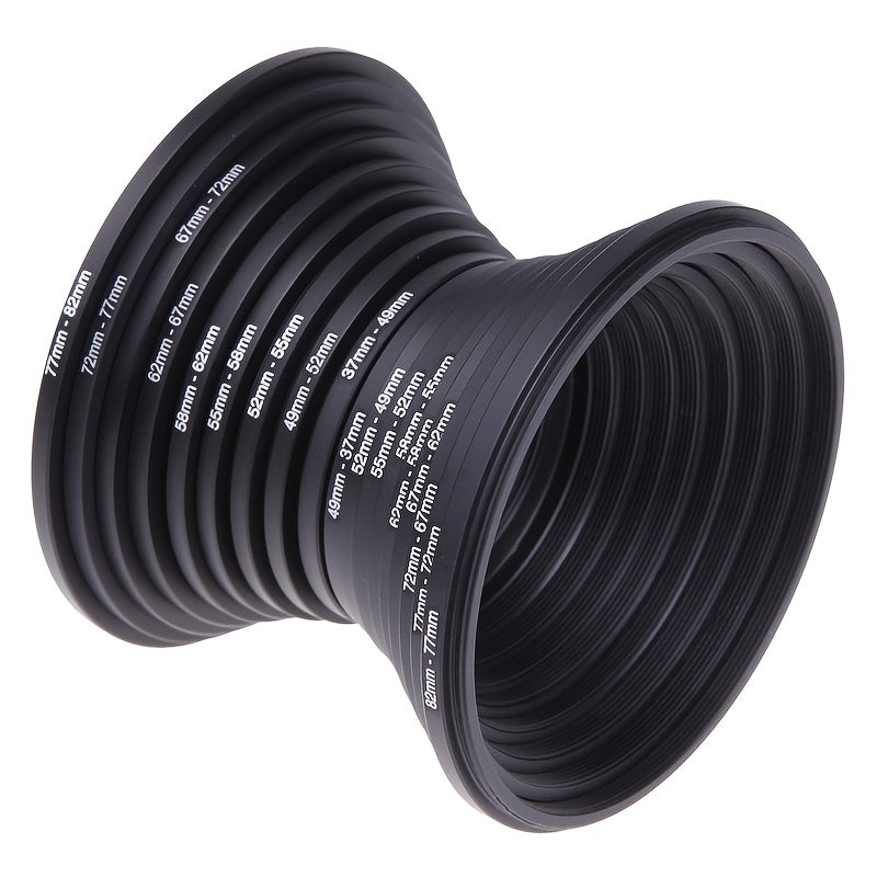 18pcs Camera Lens Filter Step Up And Step Down Lens Filter Stepping Adapter Ring 37 49 52 55 58 62 67 72 77 82mm For Nikon, Canon, Sony, Pacasonic, Fuji Pentax Olympus And Other SLR DSLR Camera Lens
