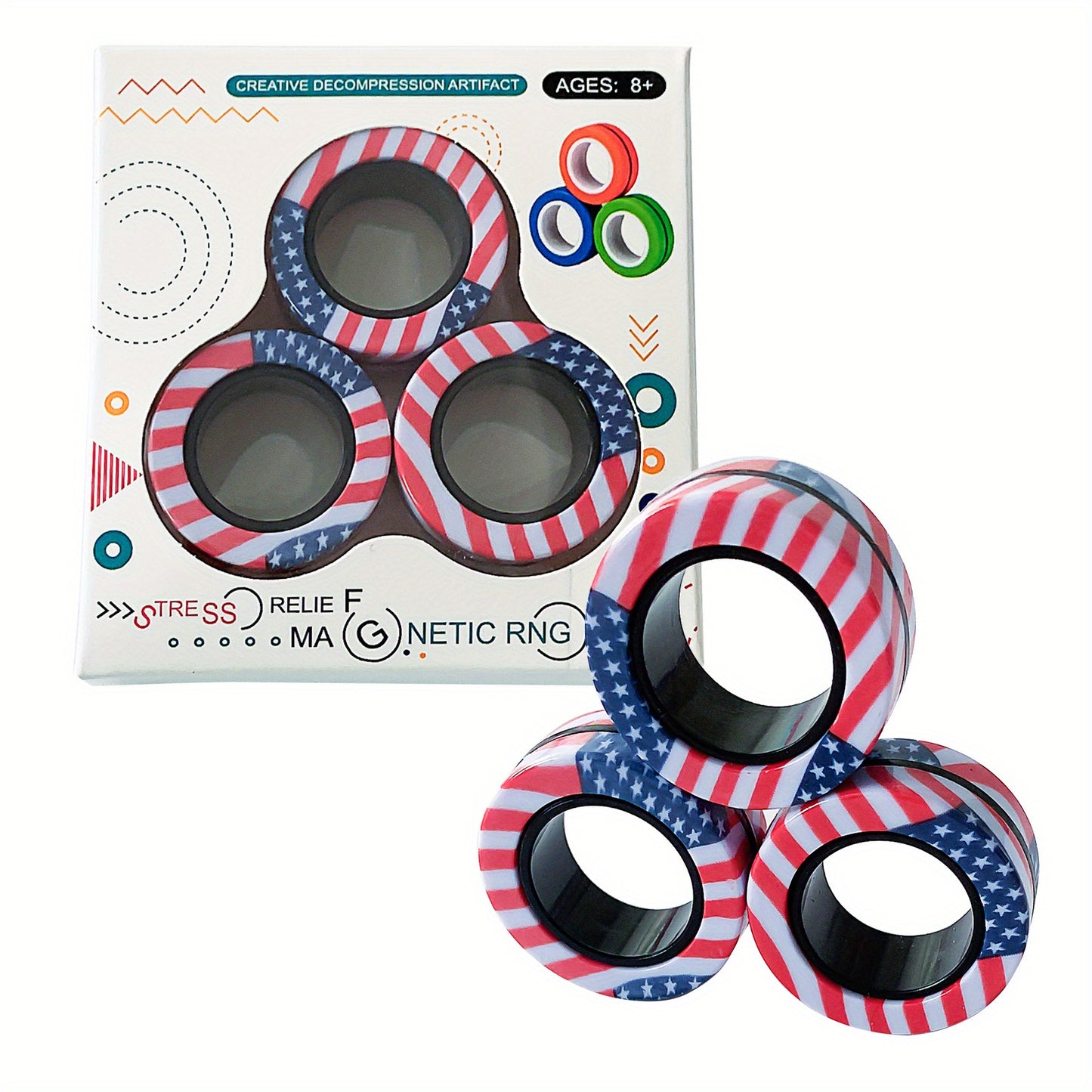 3pcs Magnetic Rings Toy Set, Adult Magnets Spinner Rings, Creative Toy