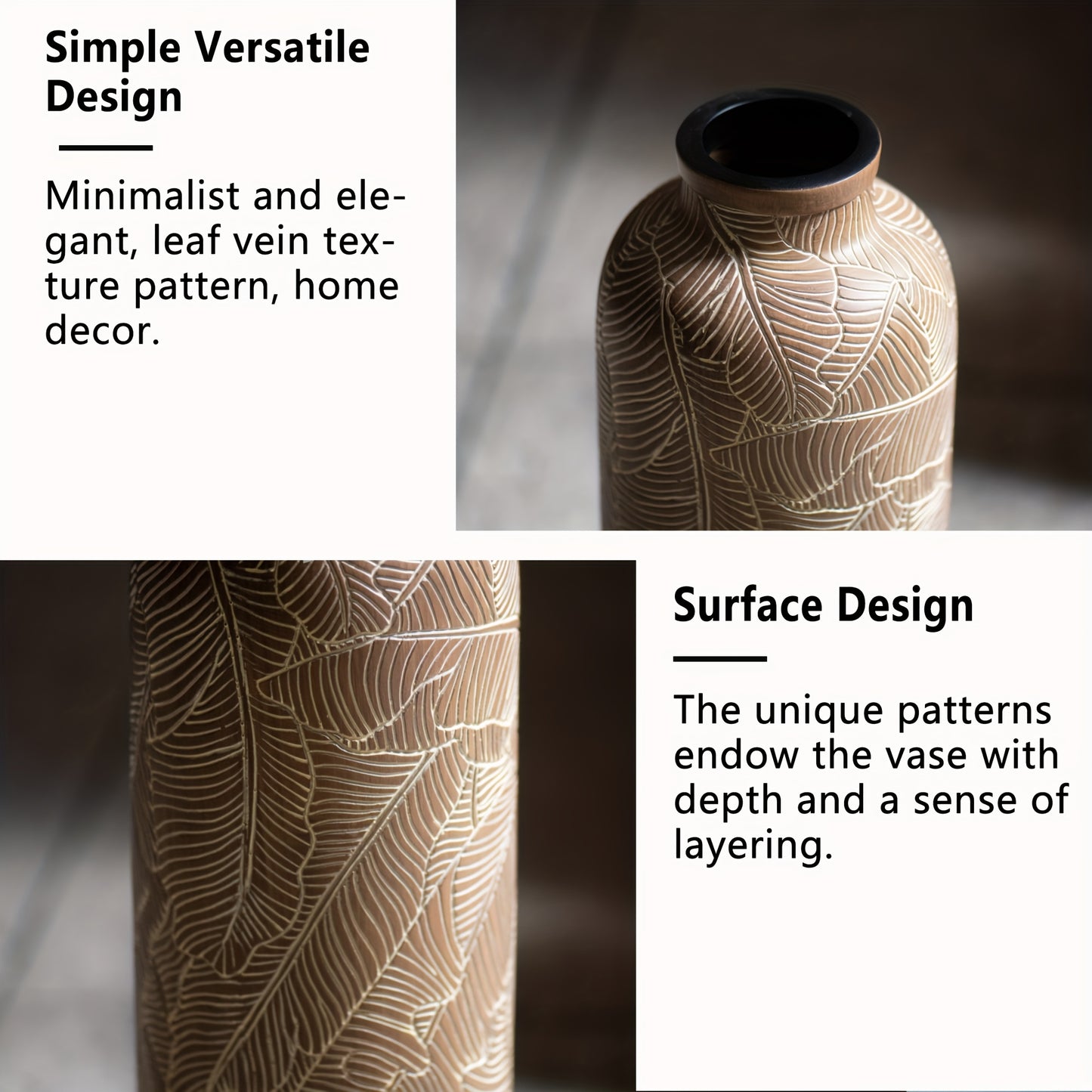 1pc 74.93cm Bohemian Floor Vase, Elegant Striped Resin Decorative Vase for Living Room, Entryway, Fireplace, Doorway, Centerpiece - Perfect Holiday & Birthday Gift, Decorative Vase, Fireplace Decoration, Bohemian Style, Strip