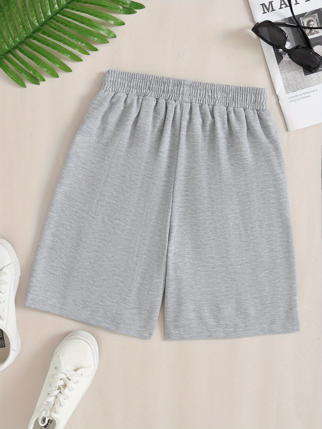 Solid Sports Shorts With Pockets, Tie Waist Casual Every Day Shorts, Women's Clothing