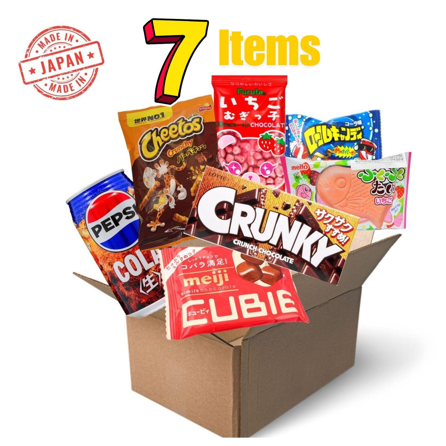 Taste of Japan Snack Box - 7 Assorted Snacks, Drinks, Sweets, Candy, and Chocolate - Perfect Gift for Snack Lovers! - Multipack, Combo