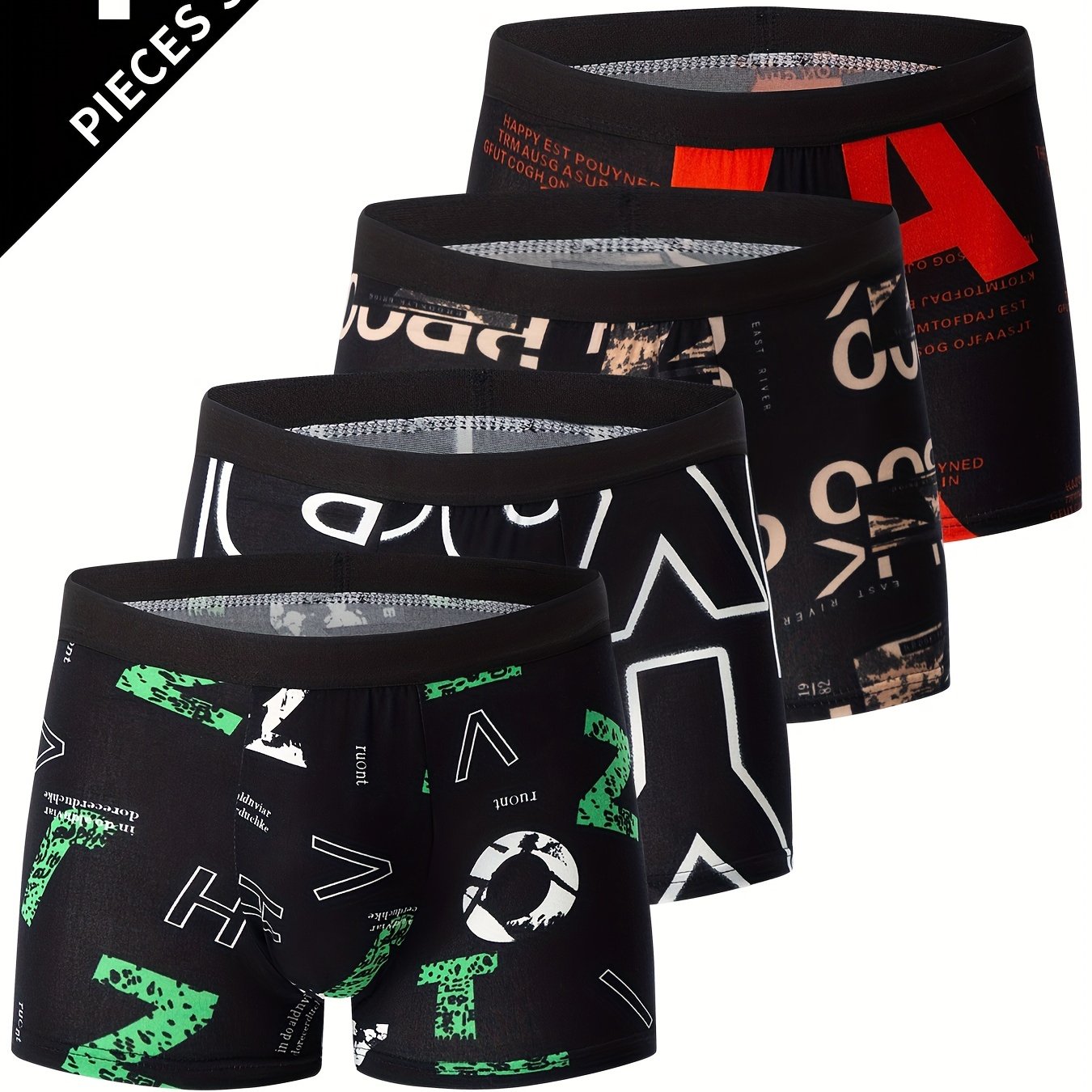 4pcs Flower Pattern Men's Underwear Boxers, Casual Boxer Briefs Shorts, Breathable Comfy Stretchy Boxer Sports Shorts