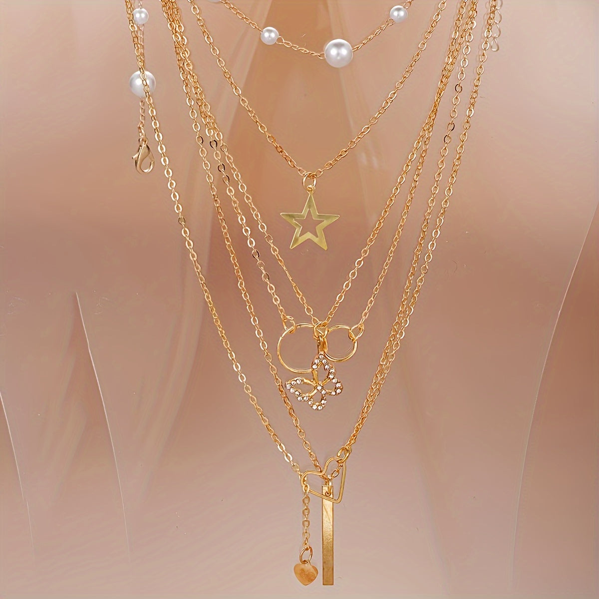 86pcs Women'S Jewelry Set | Retro Elegance with Imitation Pearl Flower, Geometric Line Rings, Large C-shaped Earrings, Butterfly, Five-pointed Star, Heart Circular Pendant Necklace - Perfect for Daily Outfits and Festival Gif