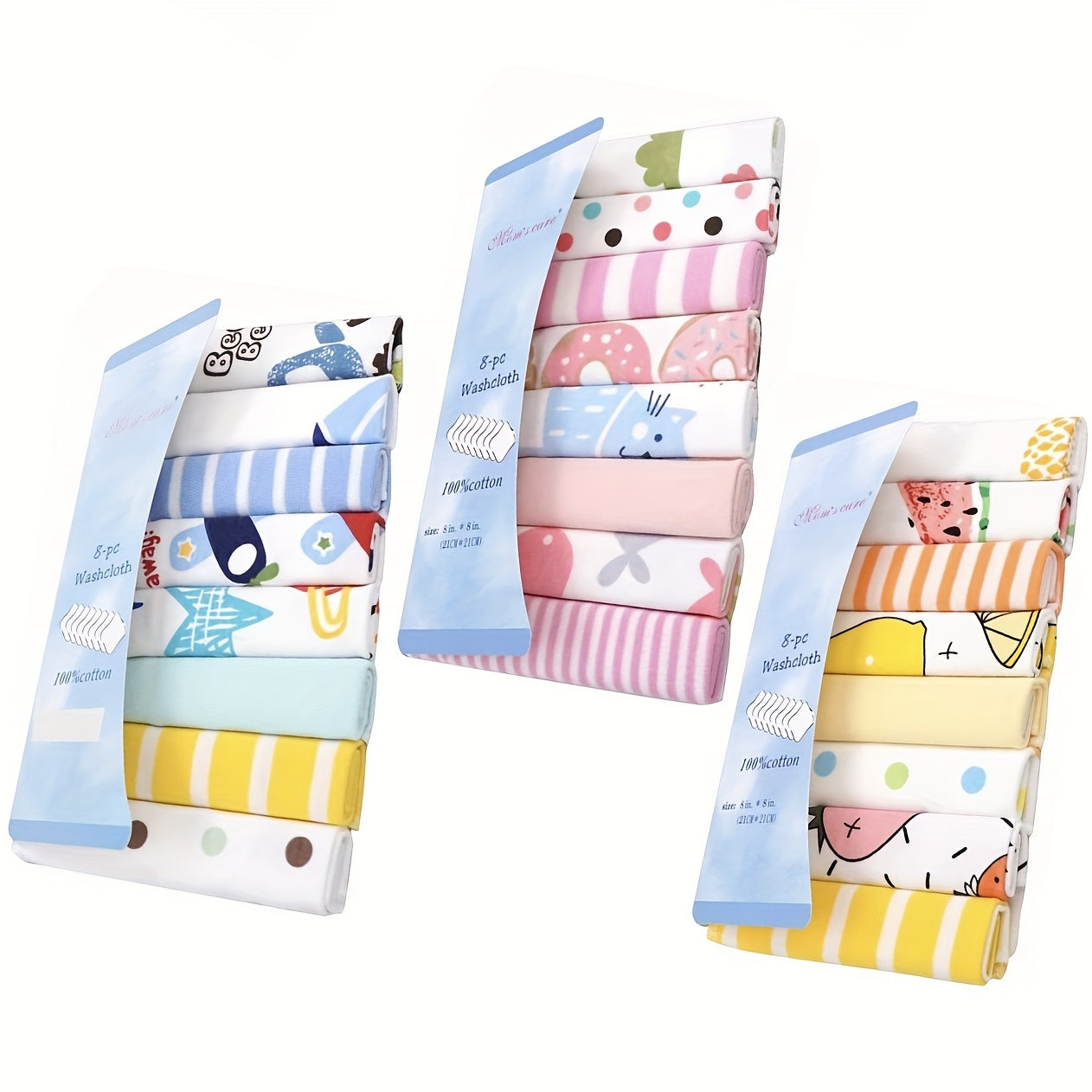 8pcs Adorable Baby Nursing & Feeding Towel Set - Soft, Absorbent, Multi-Use Washcloths, Bibs & Burp Cloths - Gentle on Sensitive Skin, Unisex for Boys & Girls - Perfect Gift for Baby Showers, Christmas, Halloween, Thanksgivin