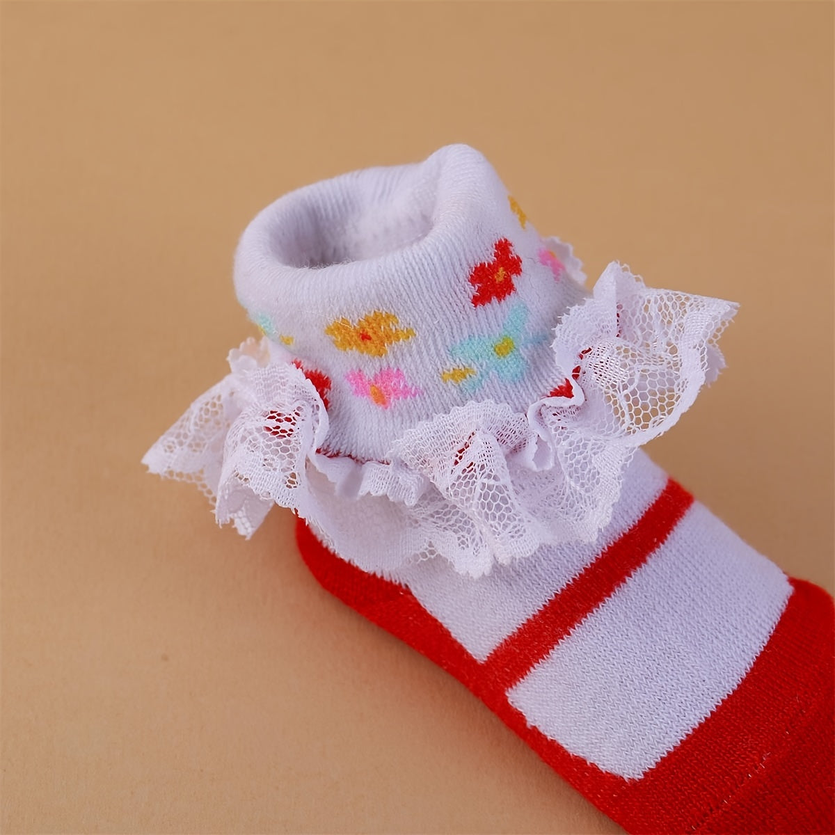 6 Pairs Multicolor Ruffle Socks | Princess Dress Little Girl Big Ruffle Socks for Newborn/Baby/Toddler/Little Girl, Polyester, All-Season, Knit Fabric