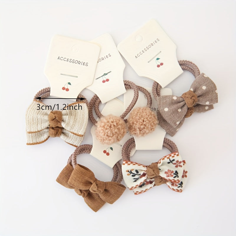 10pcs Cute Bowknot Headwear, Kids Elastic Hair Bands, Cartoon Accessories Baby Headdress