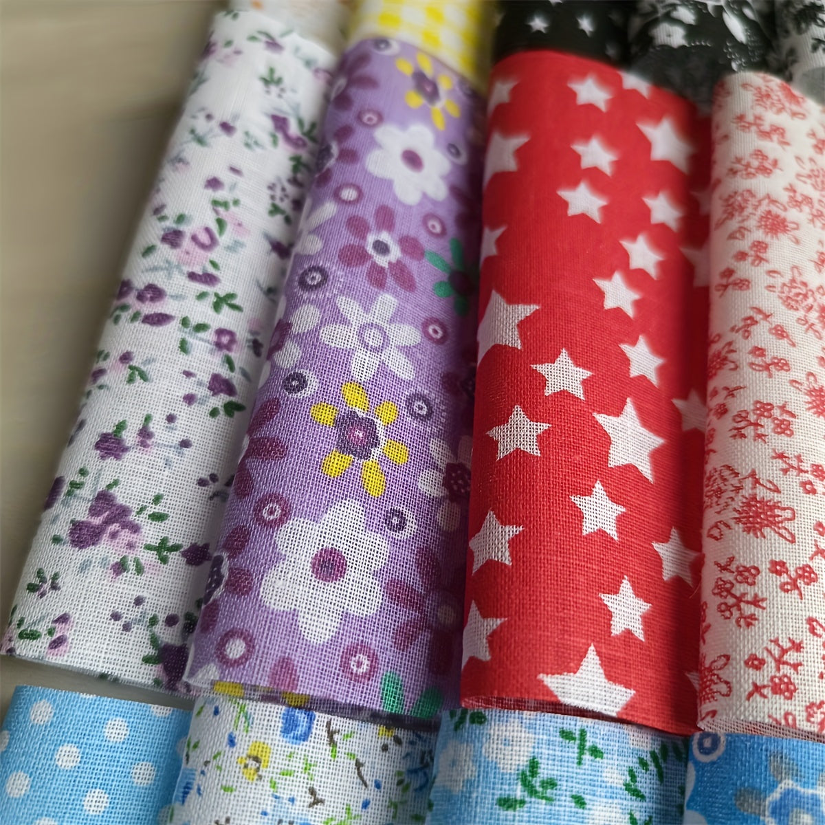 56pcs Patchwork Cloth Set, Flower Cloth, Cotton Blend Cloth, For DIY Sewing Scrapbooking Quilting Craft Patchwork 10cm*10cm/25cm*25cm