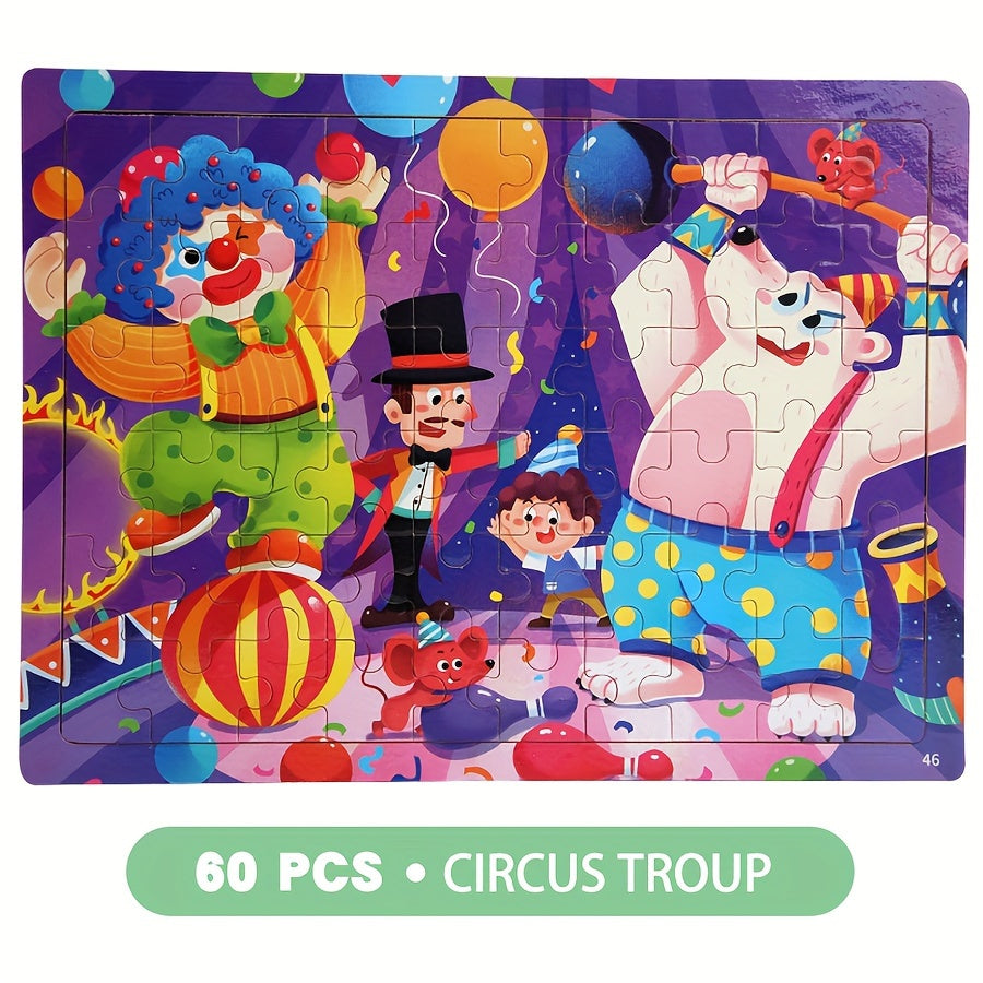 60pcs Wooden Large Piece Children's Cartoon Puzzle, Early Education Enlightenment Education Hands-on Ability Assembled Cute Mermaid Cartoon Character