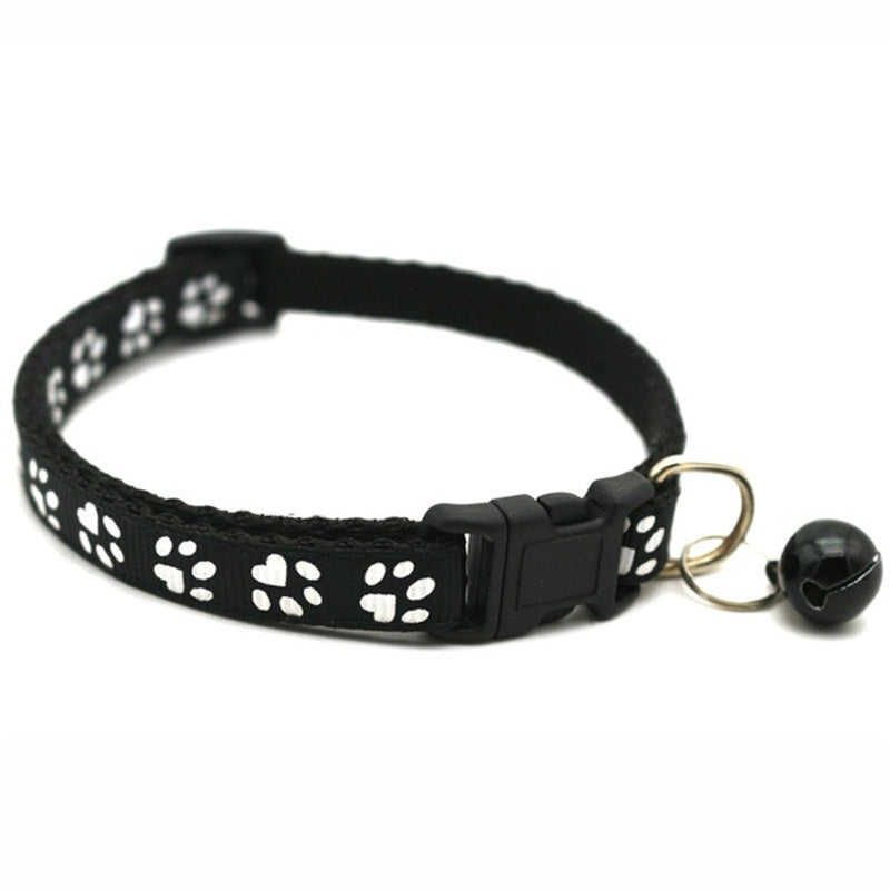 Rainbow Cute Bell Collar with Adjustable Buckle and Paw Print Design for Cats