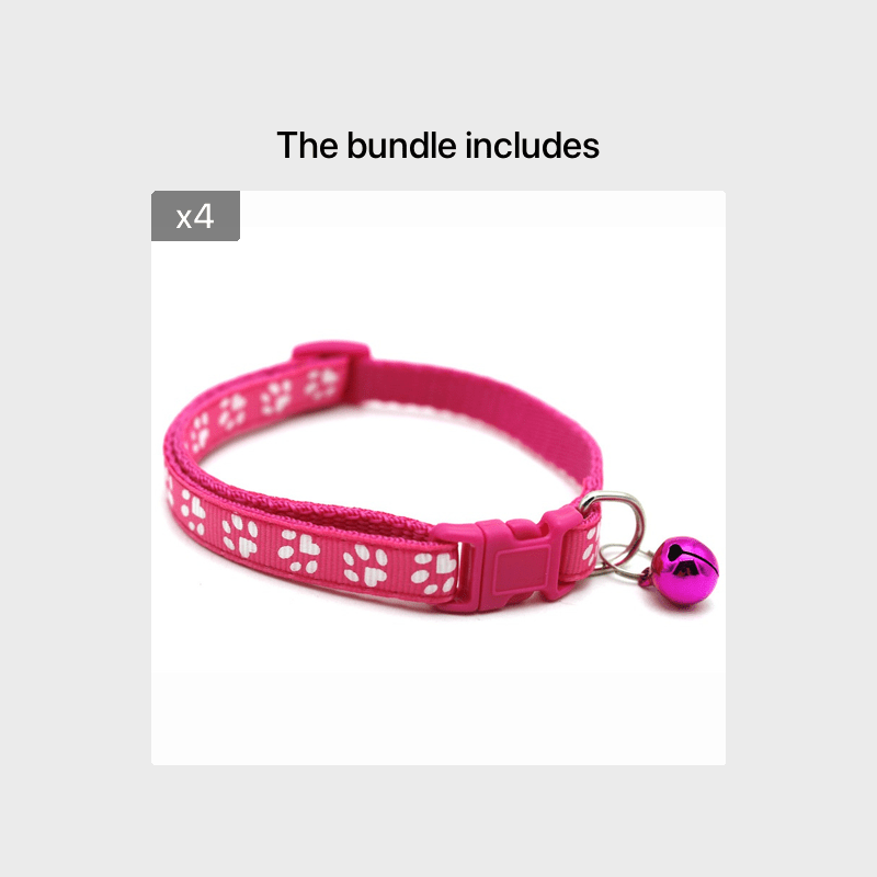 Rainbow Cute Bell Collar with Adjustable Buckle and Paw Print Design for Cats