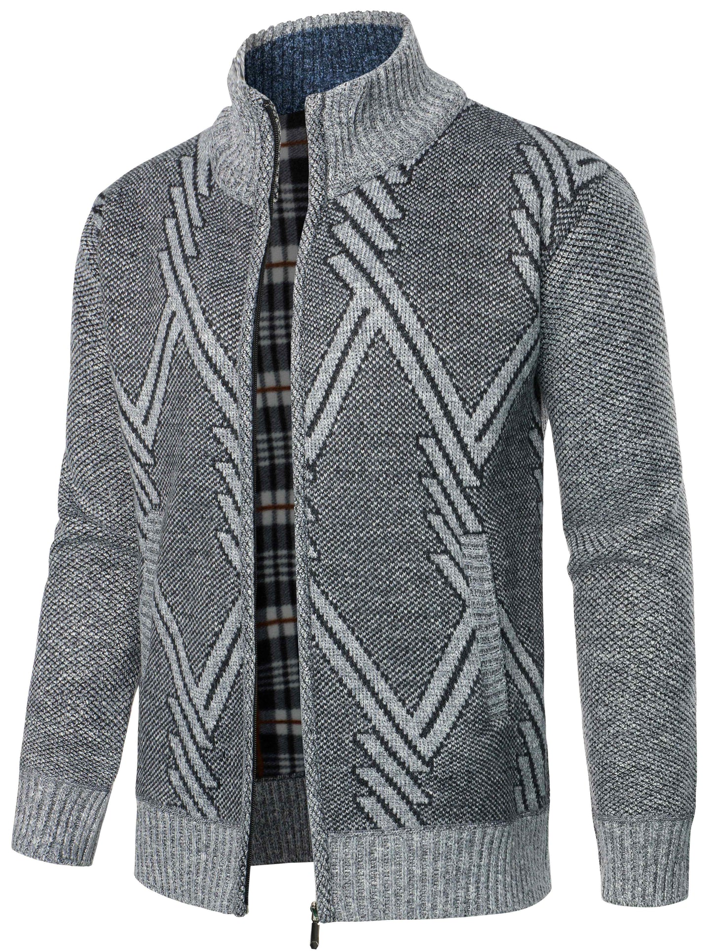 Men's Full Zip Up Casual Cardigan, Thermal Regular Fit Knit Sweater