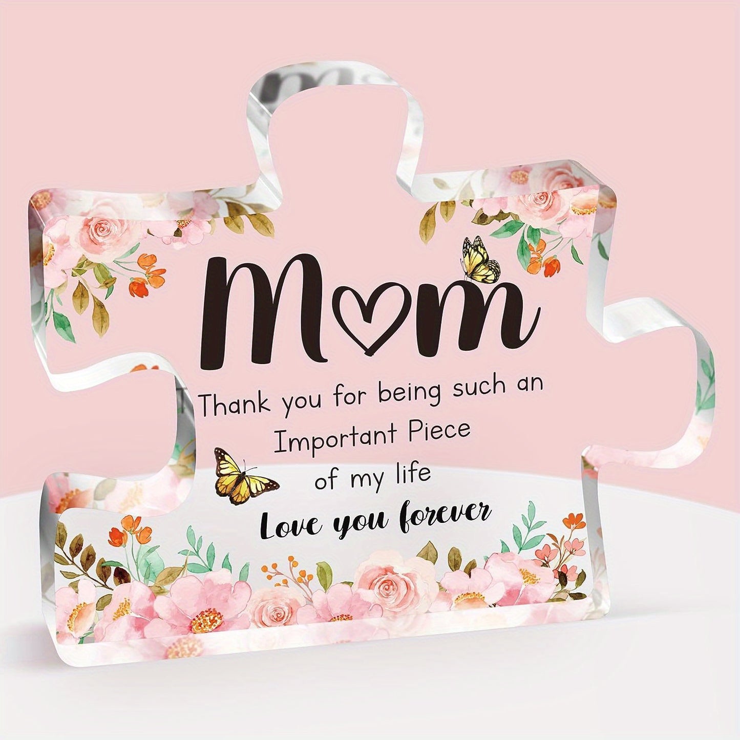 Charming Acrylic Flower Puzzle Plaque - Perfect Gift for Mom from Daughter or Son, Ideal for Birthdays, Christmas & Anniversaries, Elegant Desk Decor