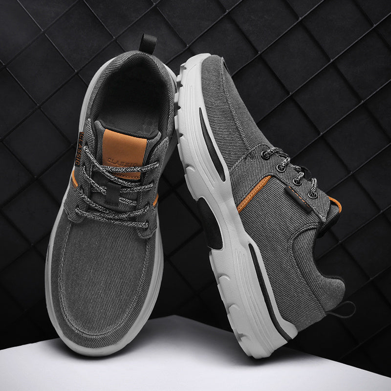 Plus Size Wide Fit Men's Lace-Up Loafers, Men's Canvas Lightweight Comfortable Walking Shoes