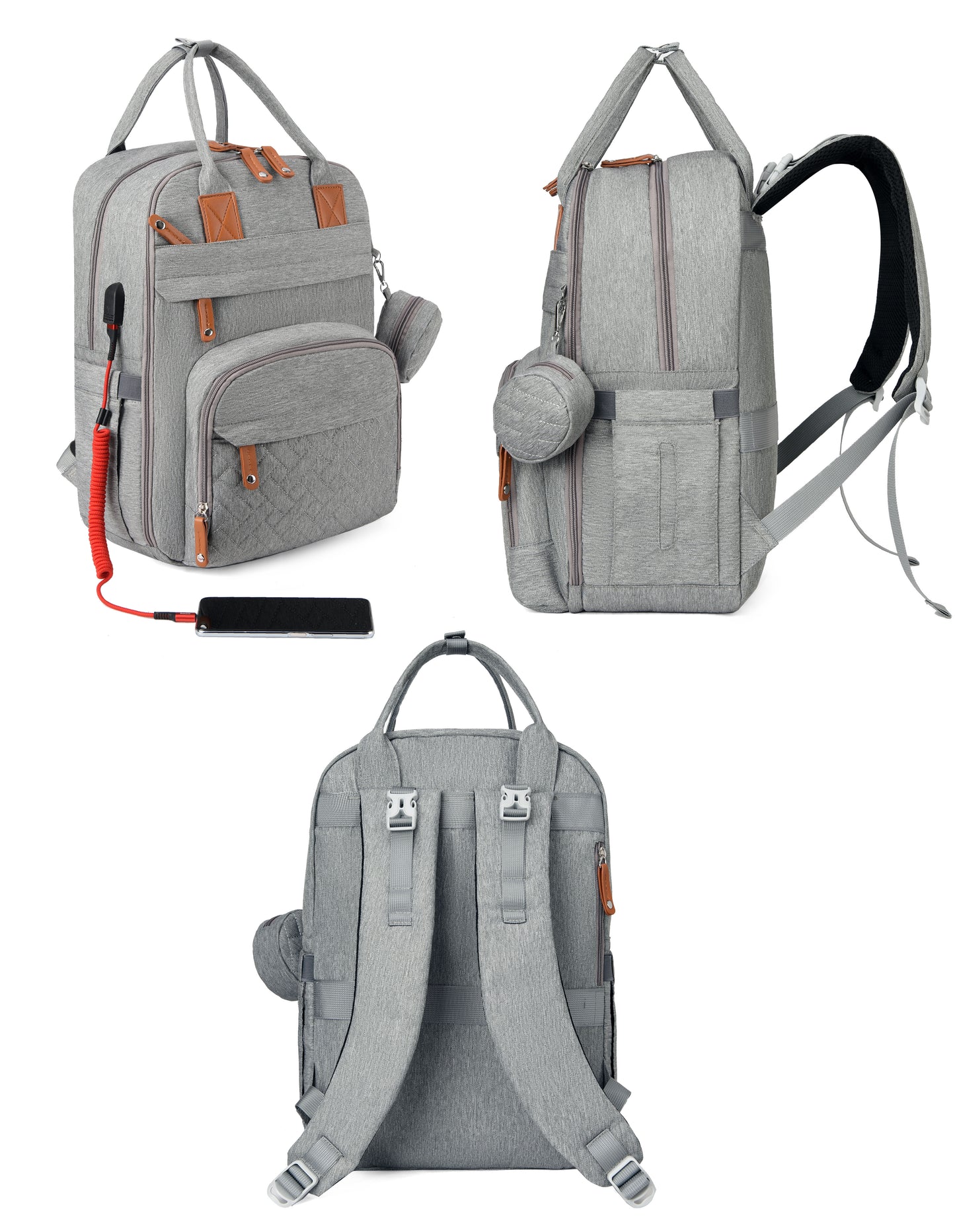 Lamroro Diaper Bag Backpack | Multifunction Travel Back Pack with Stroller Straps & Pacifier Case, Unisex and Stylish, Polyester, Zipper Closure, Utility Pocket, Mixed Color, Ideal for Registry and Shower Gifts