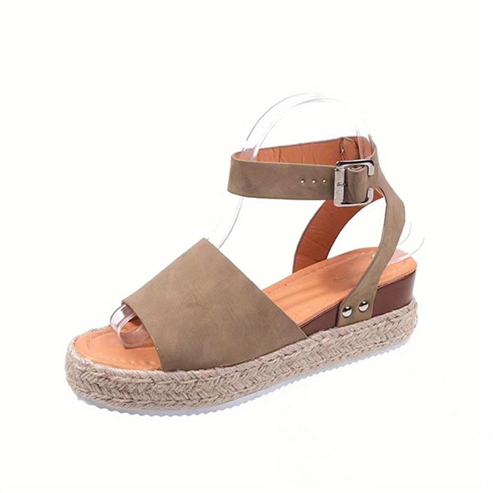 Chic Womens Open Toe Platform Espadrilles - Ankle Strap, Lightweight, Non-Slip Sole - Versatile Summer Sandals