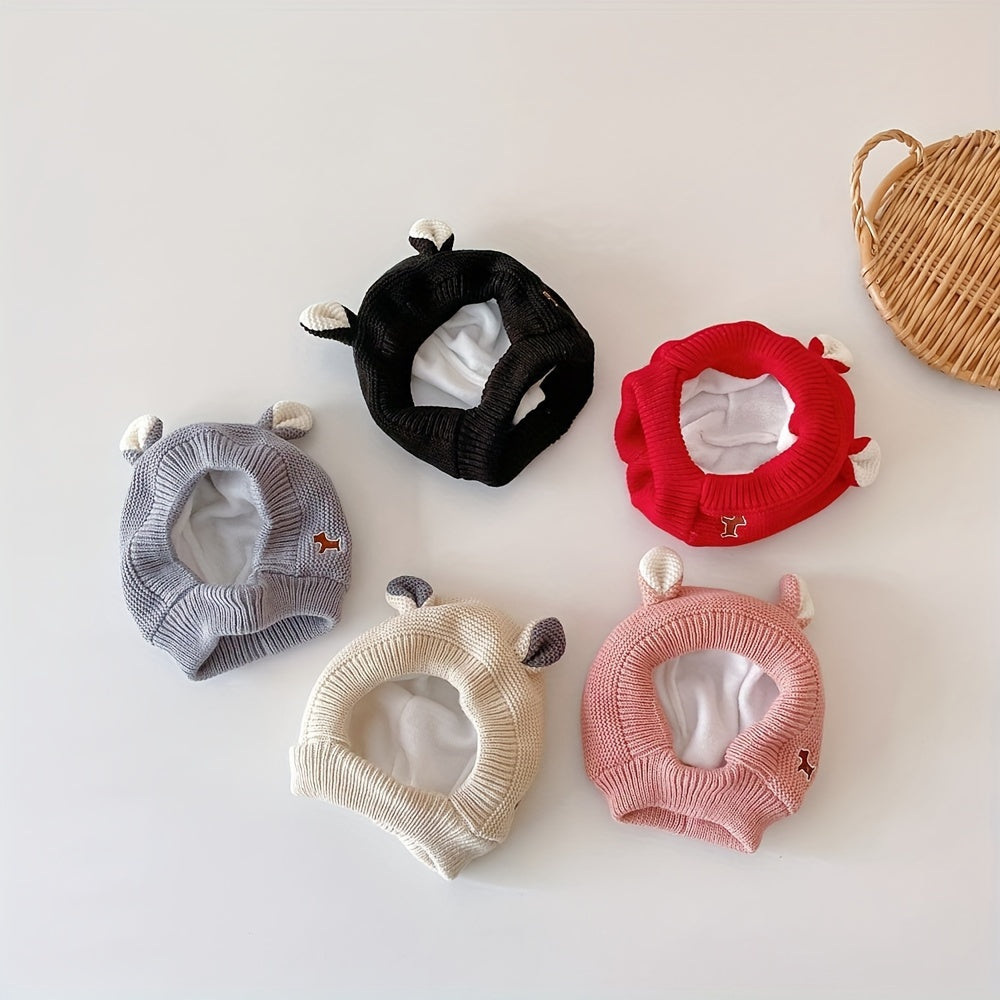 1pc Children's Knit Hat, Warmer Pullover Cap With Cute Ear Fleece Lined For Baby Boys & Girls In Autumn Winter