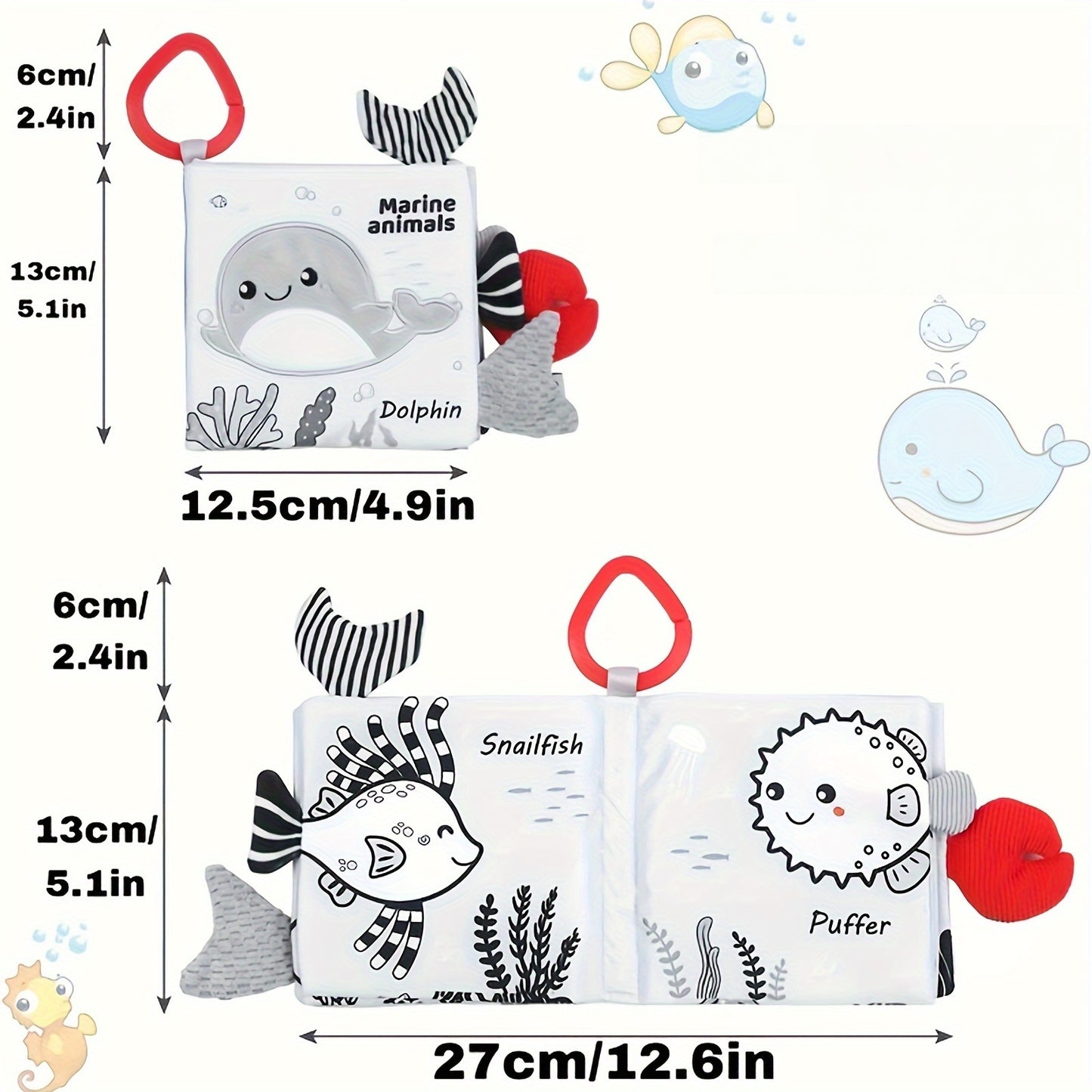 [3D Cloth Book] 3D Black and White Cloth Book | Early Education, Baby Cognitive Toys, Not Tear, Can Bite, Halloween Christmas Gifts