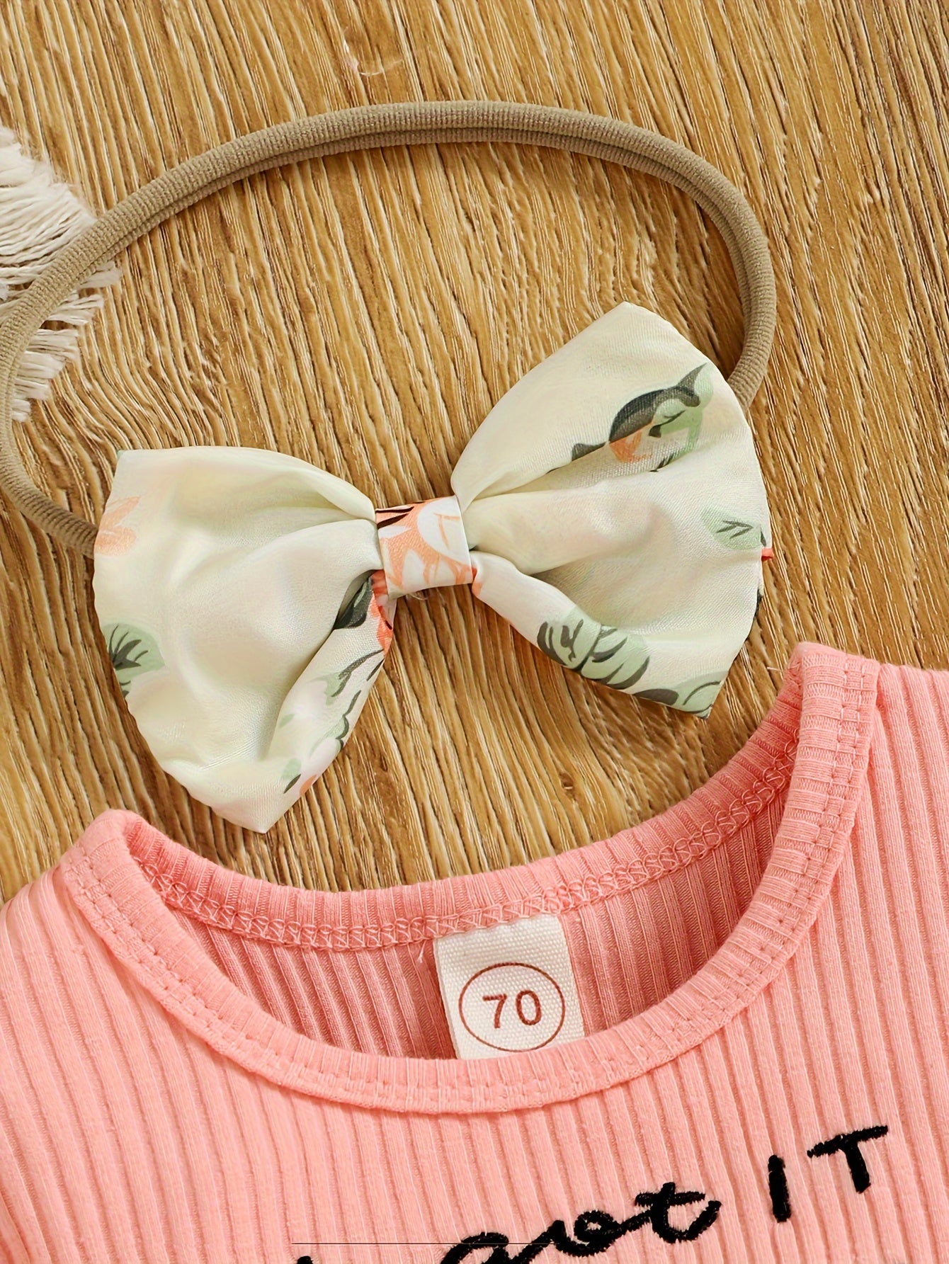 Baby Girls Spring Summer New Floral Skirt Swing Short Sleeve Romper Puffer Coat + Bow Headband Set, Suitable For Outdoor Wear