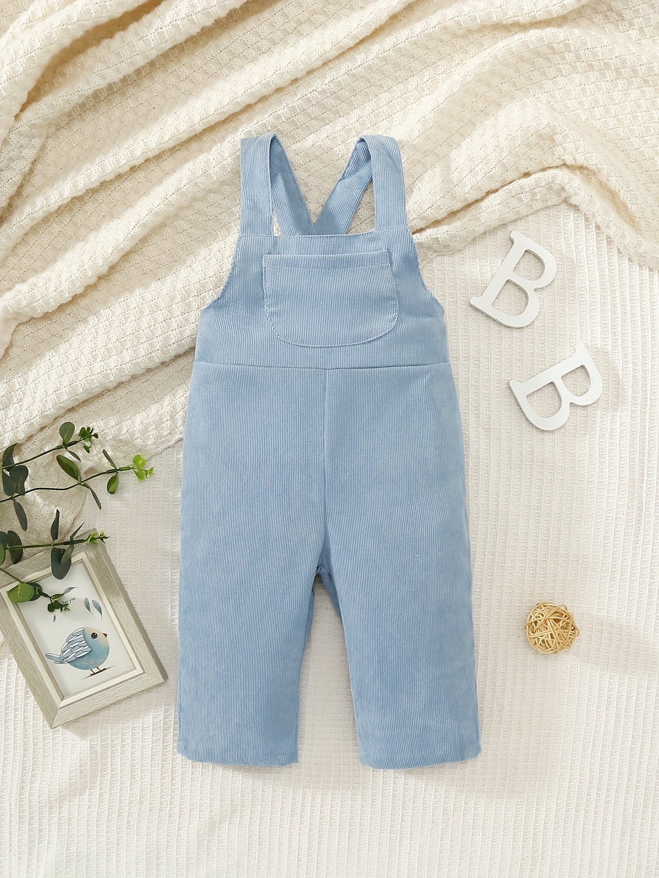 Casual Corduroy Knotted Toddler Baby Overalls, Jumpsuit With Pocket, Retro Strap Pants For Boys Girls
