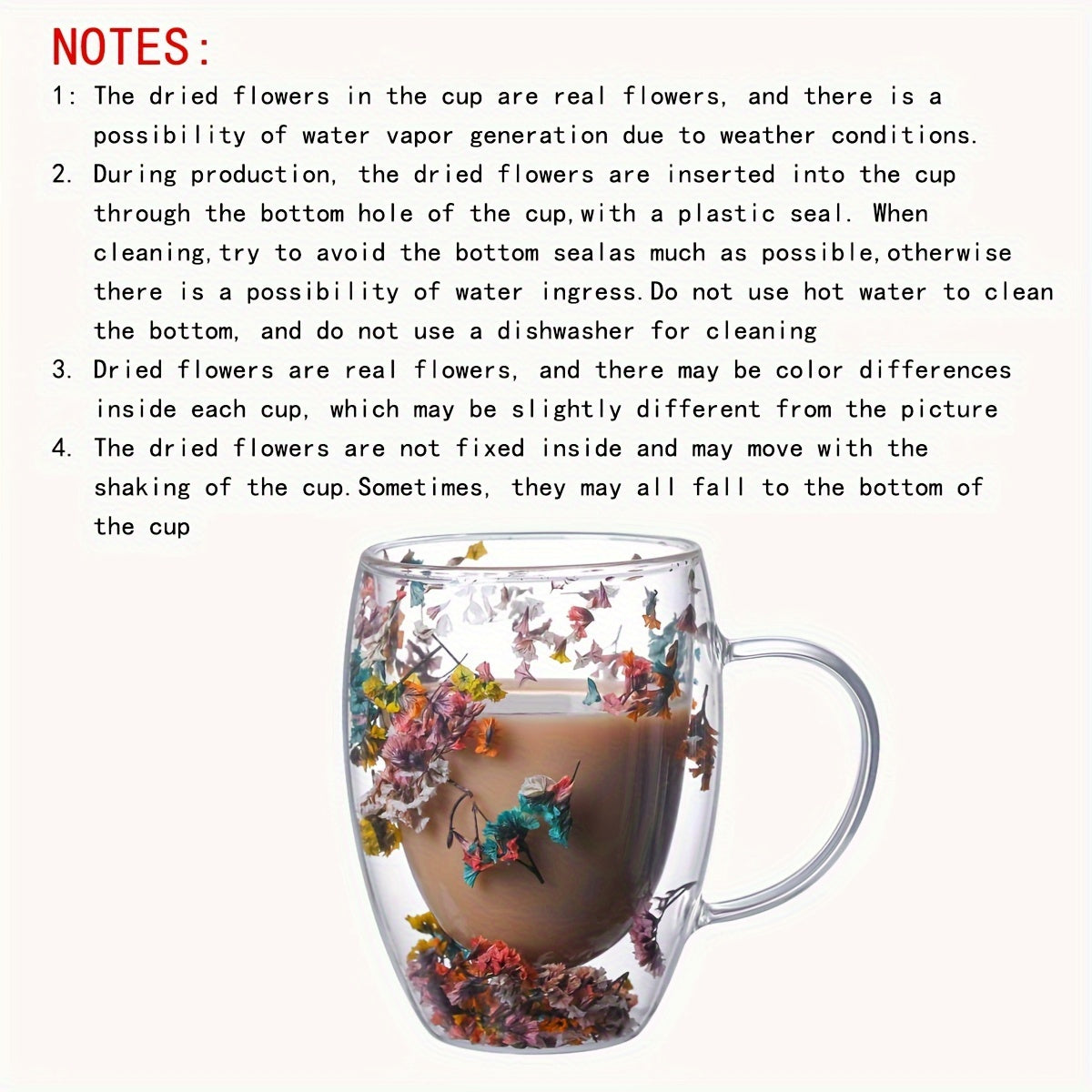 1pc Elegant Double-Walled Glass Coffee Mug with Dried Flower Detail - Thermal Insulated Drinkware for All Seasons - Ideal Birthday Present