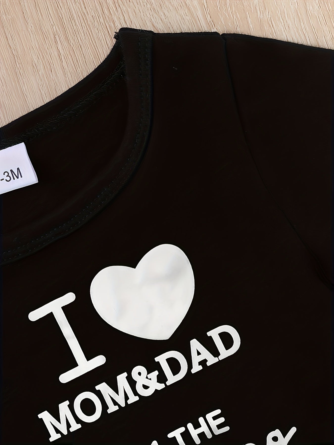 Baby Boys And Girls Casual "I Love My Mom & Dad" Printed Short Sleeve Romper, Cute Comfy Outdoor Jumpsuit Clothes