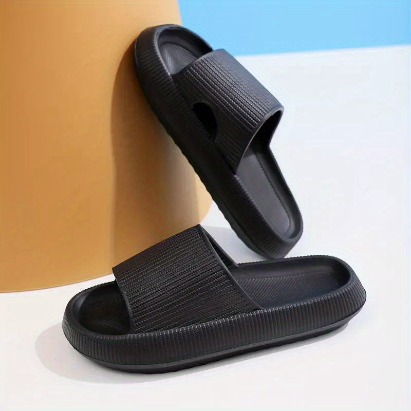 Women'S Solid Color EVA Slippers, Open Toe Slip-On Sandals with Strappy Back, Flat Heel Indoor Home Slippers, Ultra-Soft Comfort Footwear