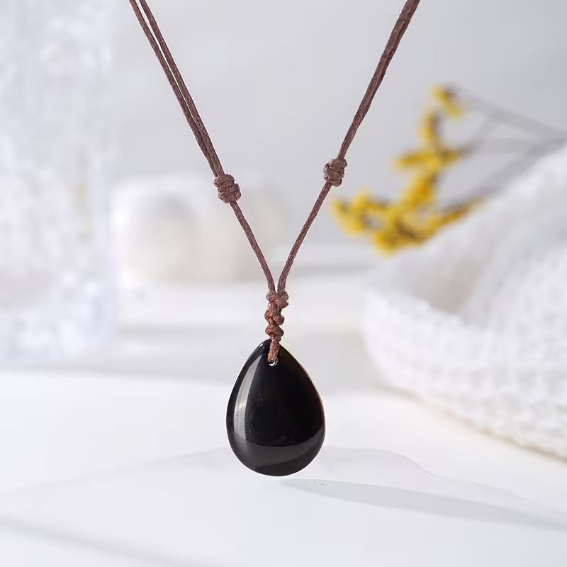 Natural Stone Hand-woven Drop Pendant Necklace
