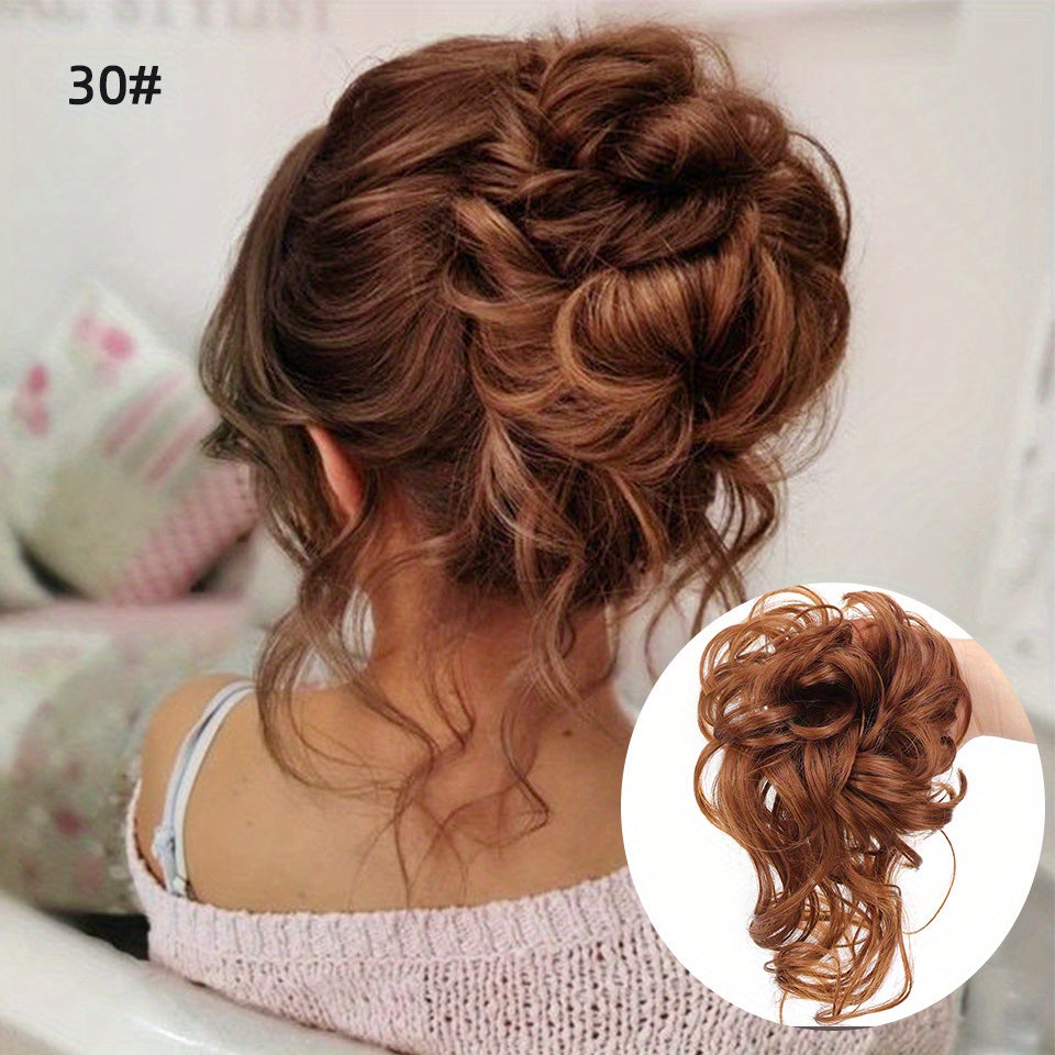 Add Volume And Style with Synthetic Messy Curly Hair Bun Chignon Scrunchy Hair Band! Hair Halloween Christmas