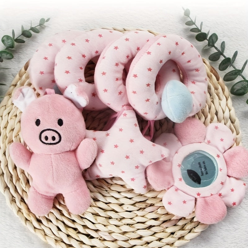 [Plush Toy for Boys and Girls] Infant Activity Hanging Plush Toy | with Music, Spiral Stroller and Crib Toy with Squeaker and Rattles, Educational Play for Newborns, 0-3 Years Old