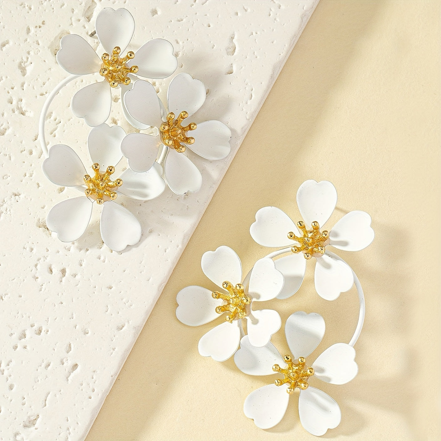 Fashionable Retro Flower Earrings - Zinc Alloy Vintage Punk Style - Gracefully Detailed for Womens Parties - Exaggerated Delicate Design