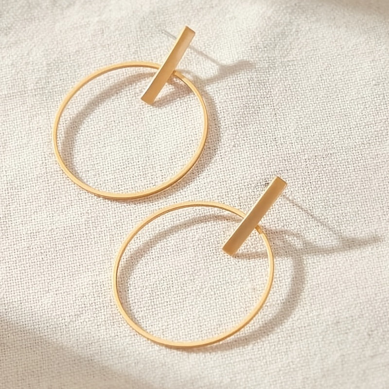 Plated Geometric Circle Drop Earrings Simple Style Jewelry For Women