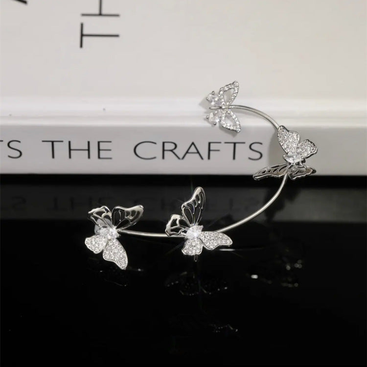 Women'S Elegant Butterfly Ear Cuffs - No-Piercing Ear Hooks, Synthetic Gemstone Accents, Everyday & Formal Jewelry for Parties, Weddings, Everyday Outfits - Non-Piercing Ear Clips for Sensitive Light Beige, Party Accessories,