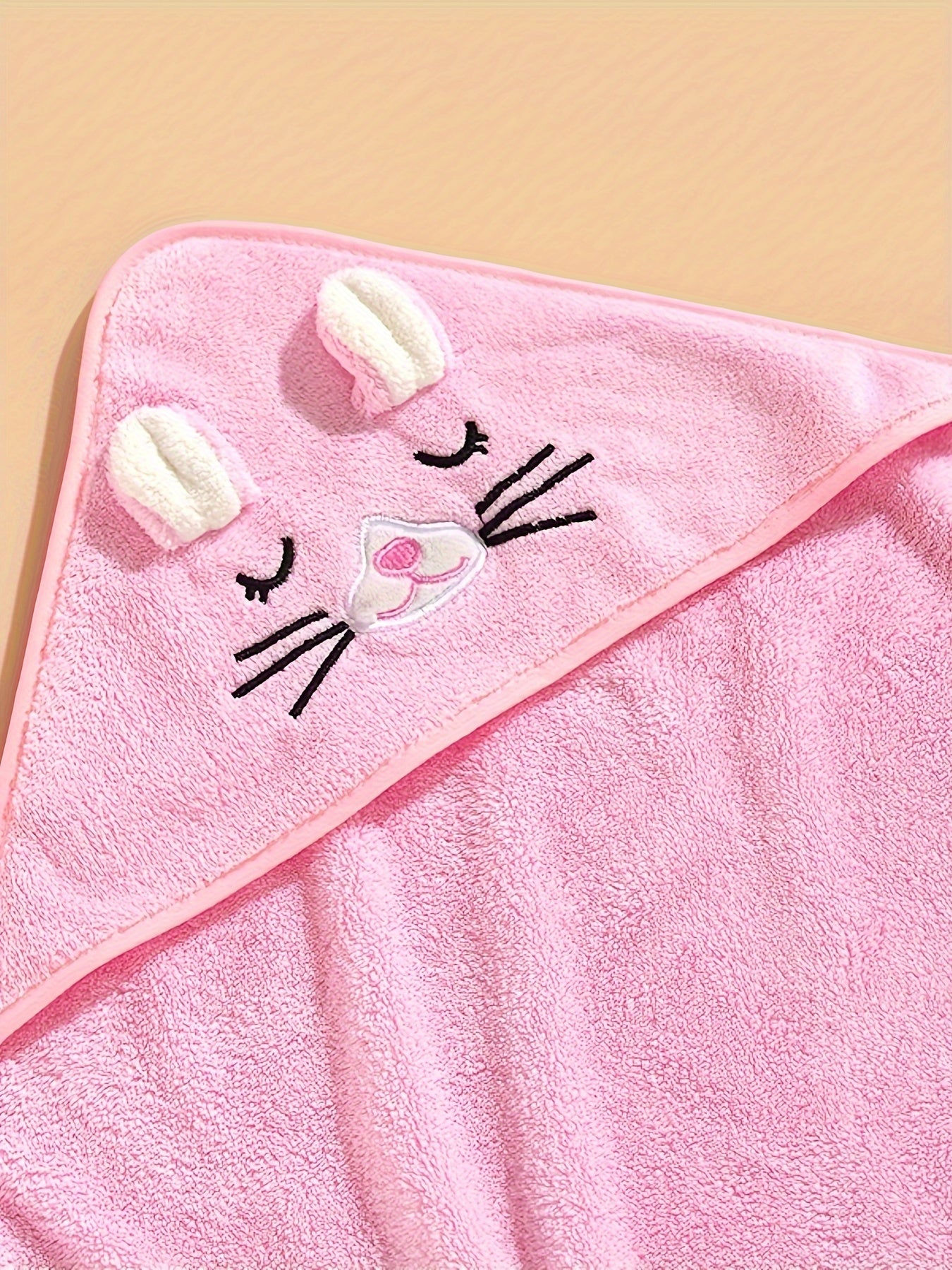 Baby Boy's 3D Animal Ear Bathrobe, Plain Cartoon Pattern, Soft Breathable Strong Absorbency, Baby Bath Towel, Can Be Used As A Quilt, Nap Blanket, Stroller Blanket.