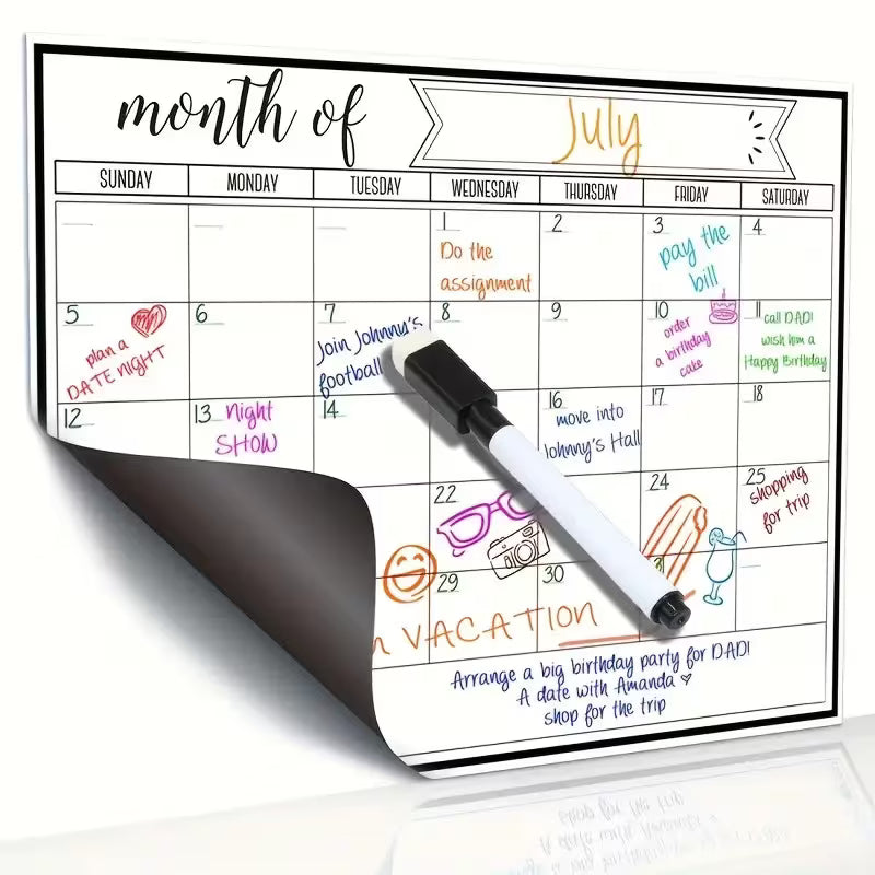 Magnetic Fridge Calendar And 1pc Magnetic Blackboard Pen